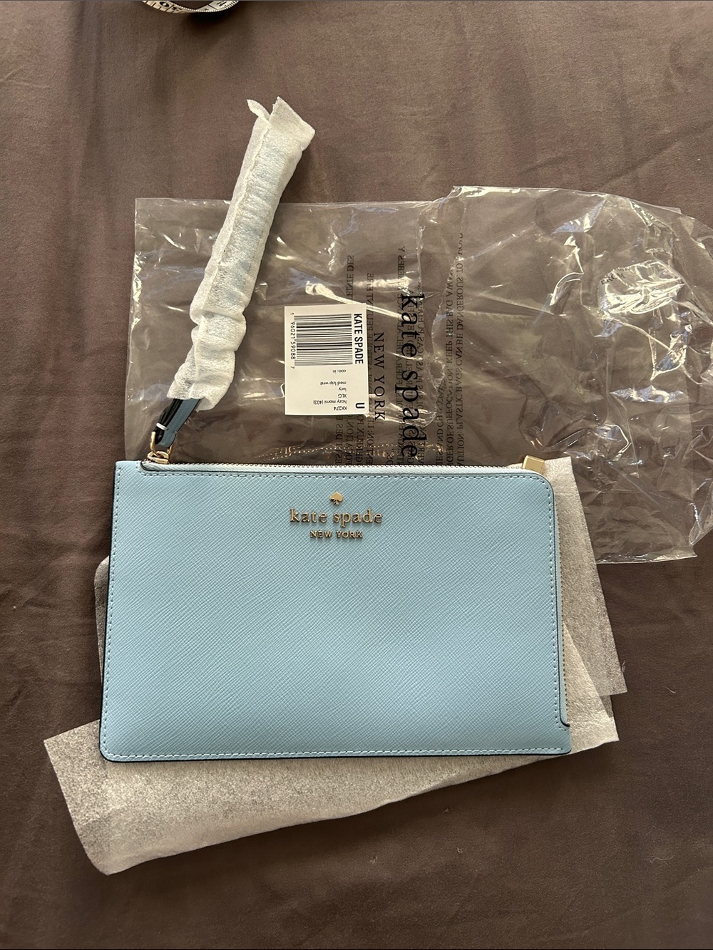 Kate Spade corner zip wristlet hazi morning